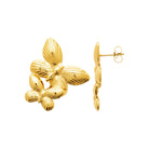 Boucles d’oreilles puces bouquet de feuilles et fleurs en acier PVD doré