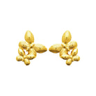 Boucles d’oreilles puces bouquet de feuilles et fleurs en acier PVD doré