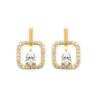 Boucles d’oreilles puces cadre carré pavé et zircon poire en plaqué or