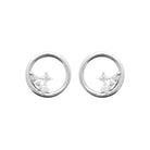 Boucles d’oreilles puces cercle et trio de zircons en argent 925