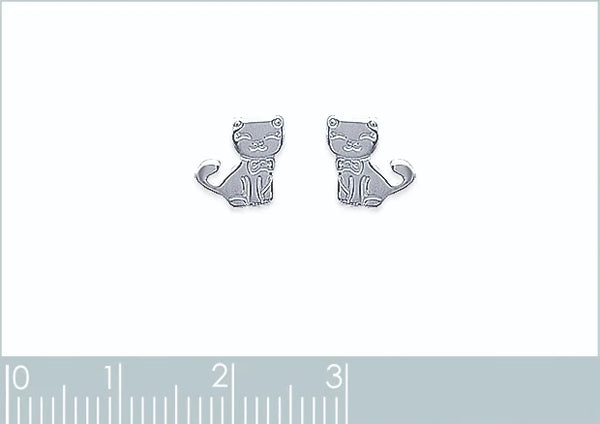 Boucles d’oreilles puces chat assis enfant en argent 925