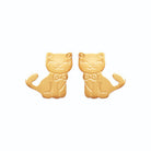 Boucles d’oreilles puces chat assis enfant en plaqué or