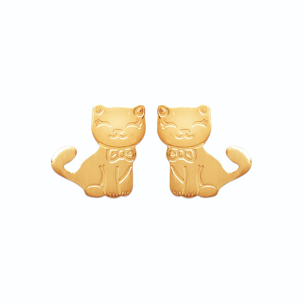 Boucles d’oreilles puces chat assis enfant en plaqué or