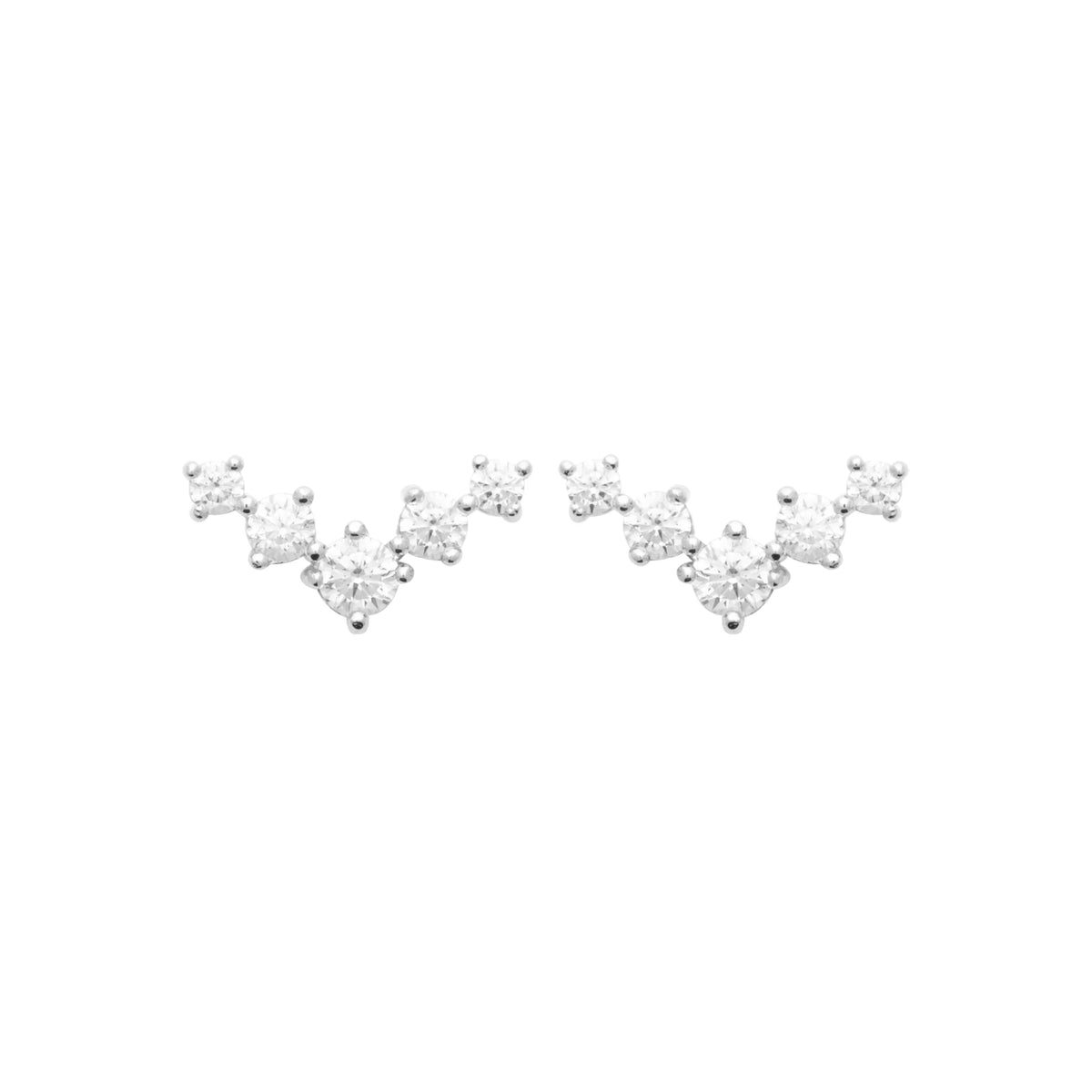 Boucles d’oreilles puces chevron de zircons en argent 925