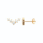 Boucles d’oreilles puces chevron de zircons en plaqué or