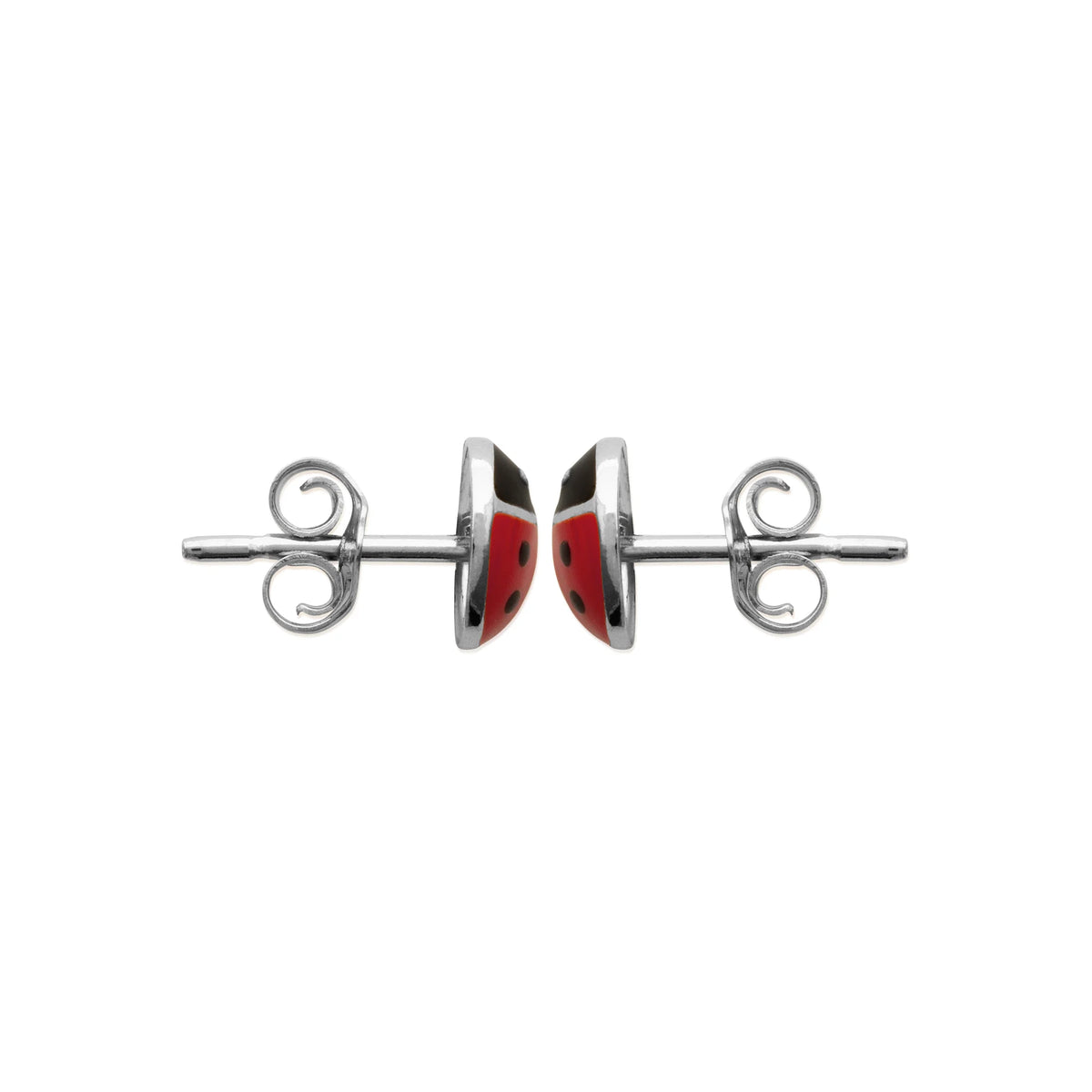 Boucles d’oreilles puces coccinelle enfant en argent 925 rhodié