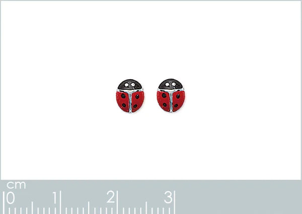 Boucles d’oreilles puces coccinelle enfant en argent 925 rhodié