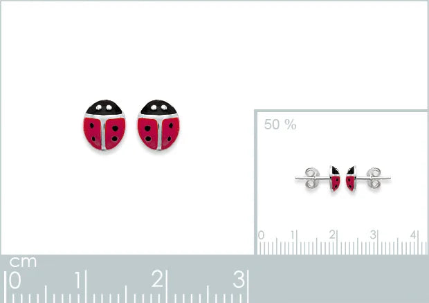 Boucles d’oreilles puces coccinelle enfant en argent 925