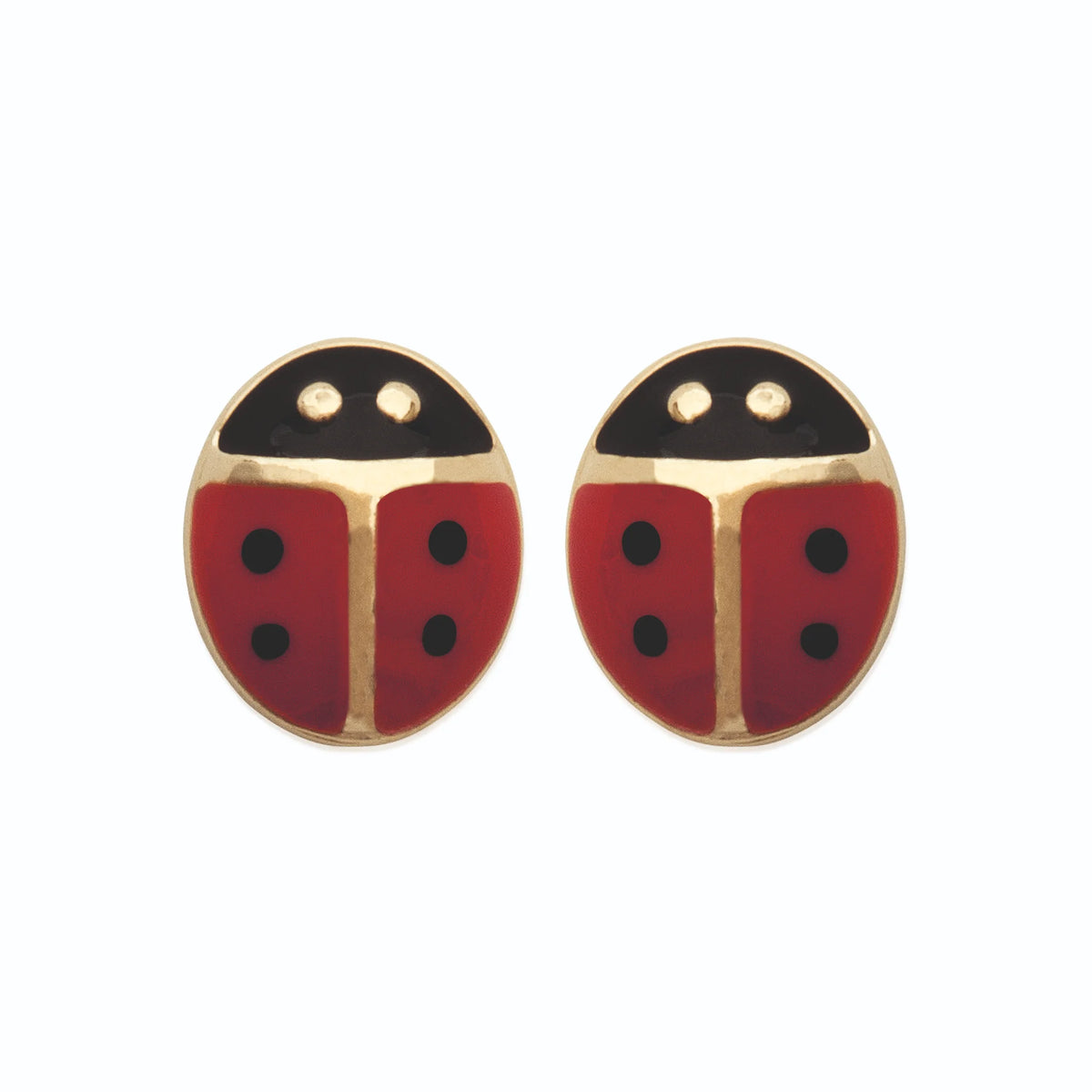Boucles d’oreilles puces coccinelle enfant en plaqué or