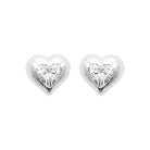 Boucles d’oreilles puces cœur bombé pavé de zircons en argent 925 rhodié