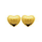 Boucles d’oreilles puces cœur bombé strié en acier PVD doré