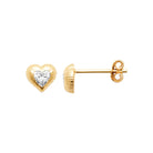 Boucles d’oreilles puces cœur doré et zircon cœur en plaqué or