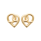 Boucles d’oreilles puces cœur entrelacé enfant en plaqué or