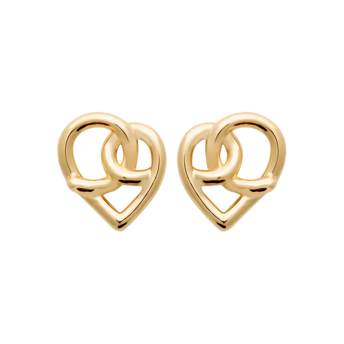 Boucles d’oreilles puces cœur entrelacé enfant en plaqué or