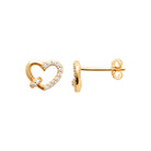 Boucles d’oreilles puces cœur ouvert noué zircons en plaqué or
