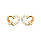 Boucles d’oreilles puces cœur ouvert noué zircons en plaqué or