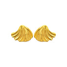 Boucles d’oreilles puces coquillage plissé en acier PVD doré