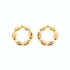Boucles d’oreilles puces couronne d’ovales polis en plaqué or