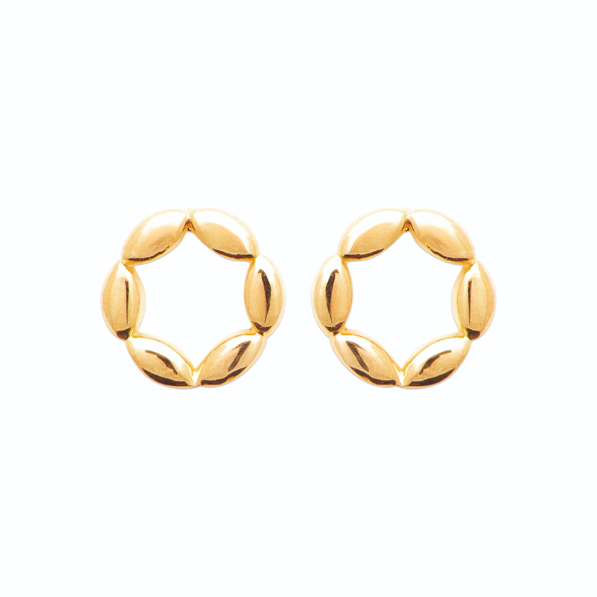 Boucles d’oreilles puces couronne d’ovales polis en plaqué or