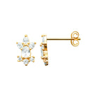 Boucles d’oreilles puces couronne de zircons et pierre rectangle en plaqué or