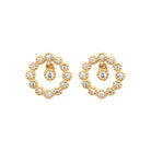 Boucles d’oreilles puces couronne de zircons et zircon mobile en plaqué or