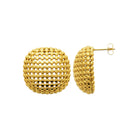Boucles d’oreilles puces coussin quadrillé en acier PVD doré