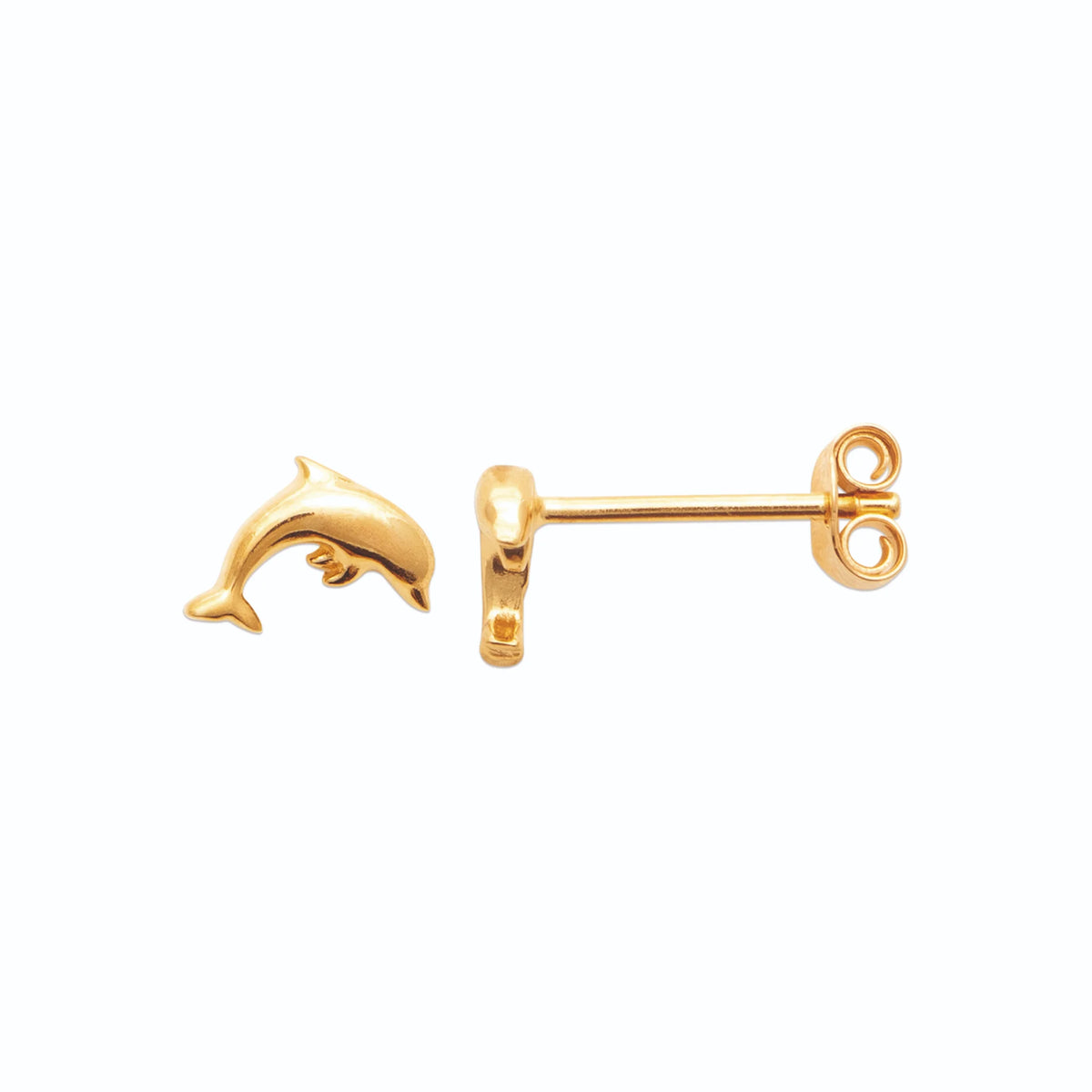 Boucles d’oreilles puces dauphin bondissant enfant en plaqué or