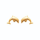 Boucles d’oreilles puces dauphin bondissant enfant en plaqué or