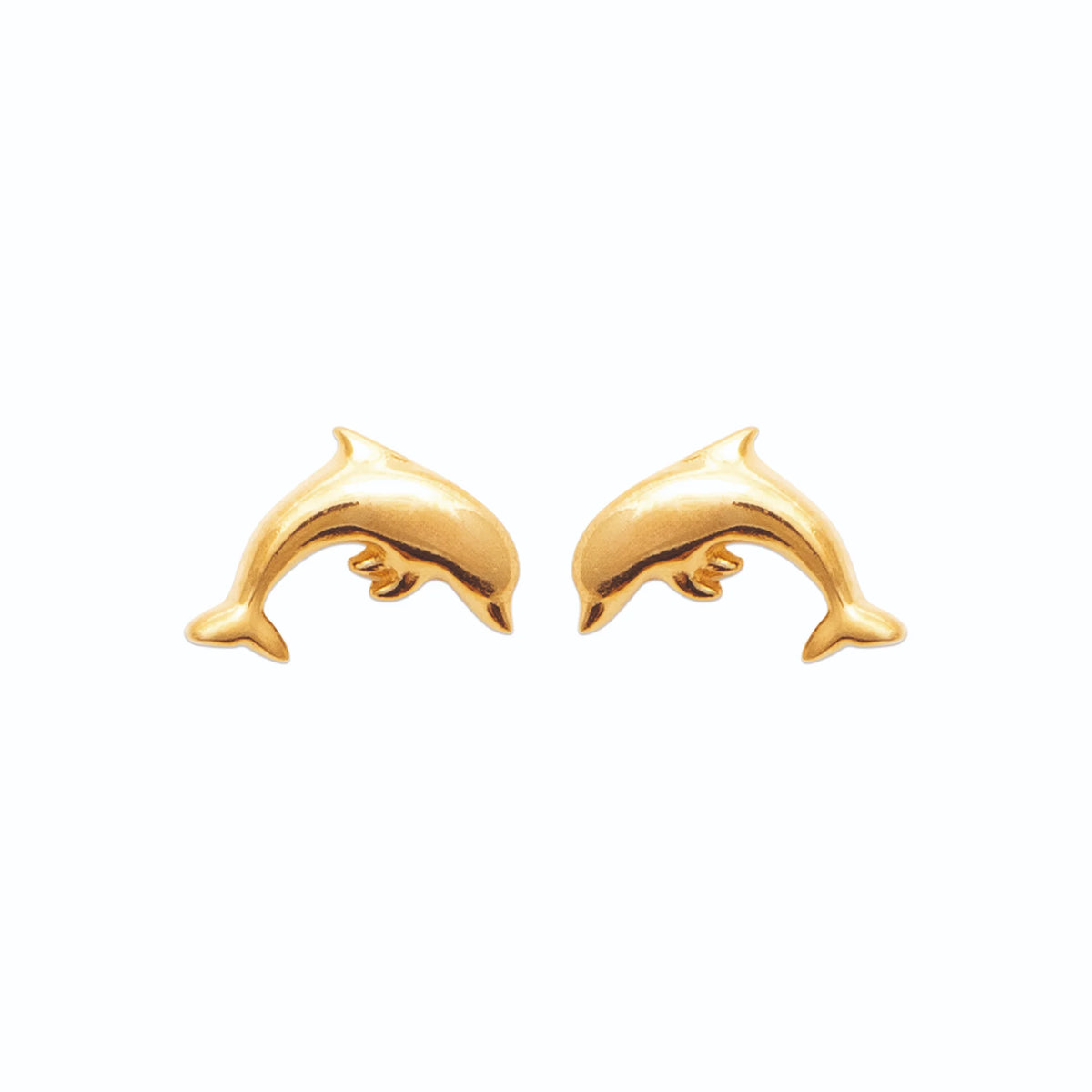 Boucles d’oreilles puces dauphin bondissant enfant en plaqué or