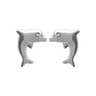 Boucles d’oreilles puces dauphin dressé enfant en argent 925 rhodié