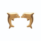Boucles d’oreilles puces dauphin dressé enfant en plaqué or