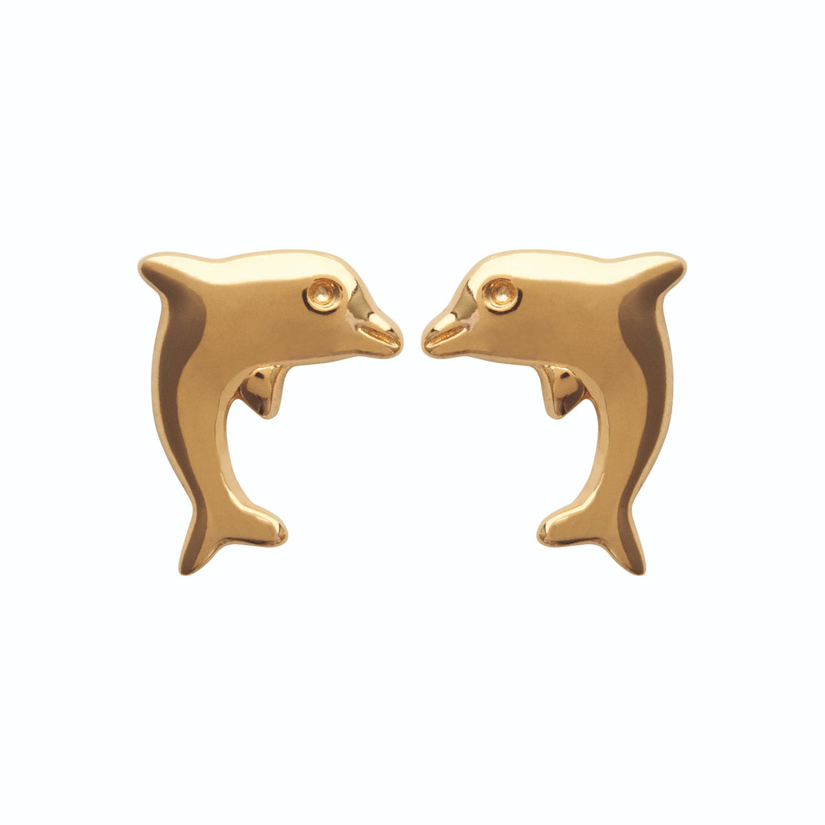 Boucles d’oreilles puces dauphin dressé enfant en plaqué or