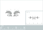 Boucles d’oreilles puces dauphin et cristal blanc enfant en argent 925