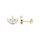 Boucles d’oreilles puces diadème de zircons navettes en plaqué or