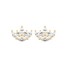 Boucles d’oreilles puces diadème de zircons navettes en plaqué or