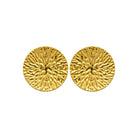 Boucles d’oreilles puces disque bombé ciselé en acier PVD doré