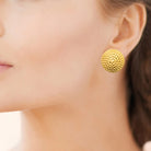 Boucles d’oreilles puces dôme granité en acier PVD doré