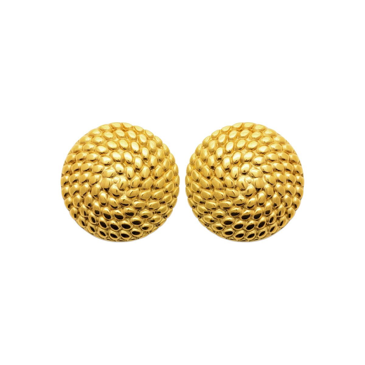 Boucles d’oreilles puces dôme granité en acier PVD doré