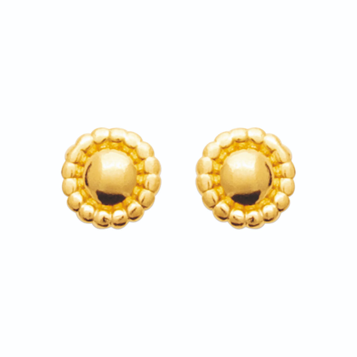 Boucles d’oreilles puces dôme perlé en plaqué or