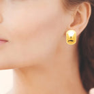 Boucles d’oreilles puces dôme rectangulaire bombé en acier PVD doré