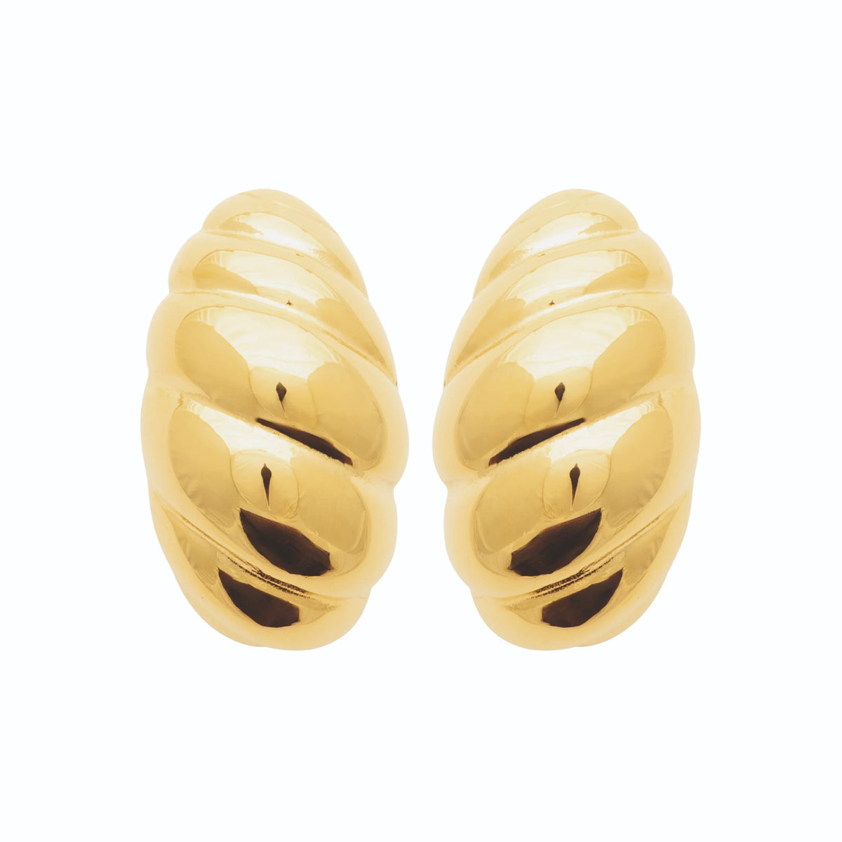 Boucles d’oreilles puces dôme torsadé en acier PVD doré