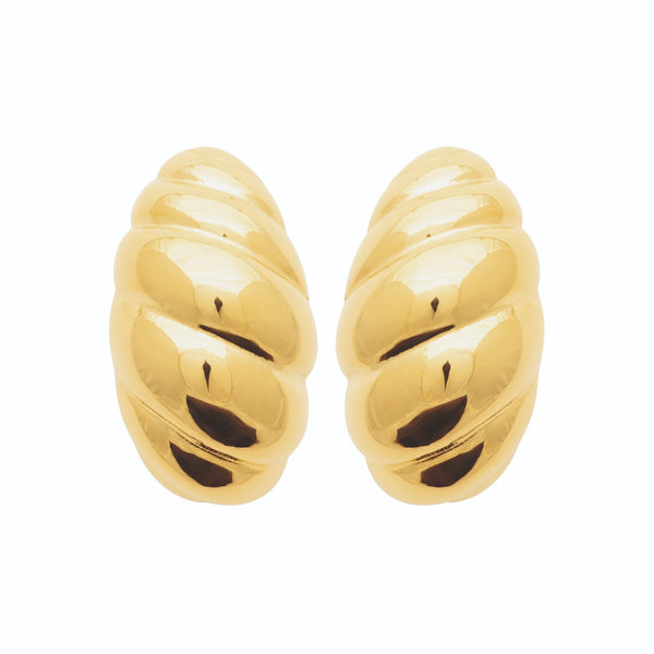 Boucles d’oreilles puces dôme torsadé en acier PVD doré