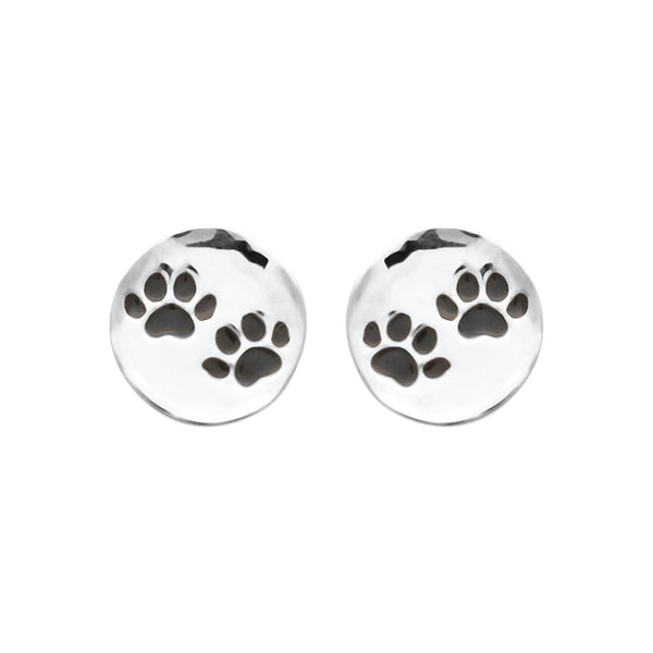 Boucles d’oreilles puces empreintes de pattes enfant en argent 925 rhodié