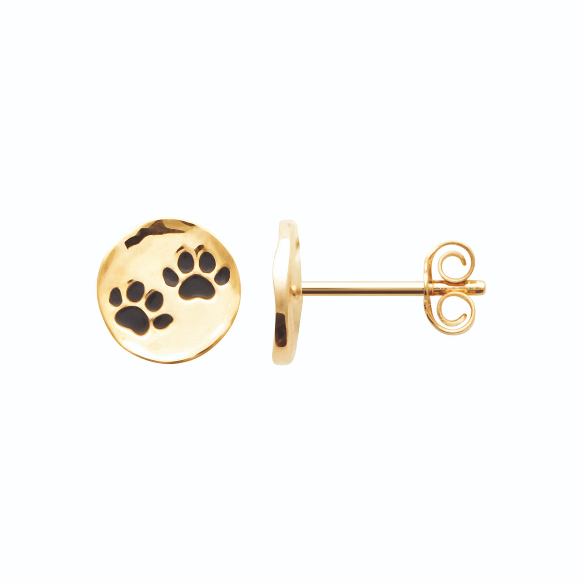 Boucles d’oreilles puces empreintes de pattes enfant en plaqué or