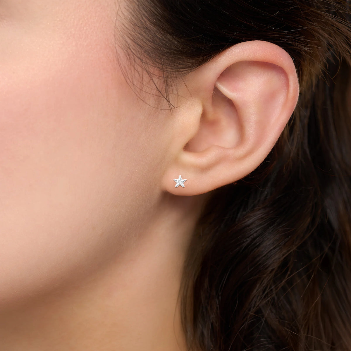 Boucles d’oreilles puces étoile de mer enfant en argent 925 rhodié
