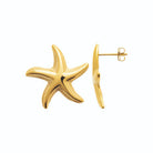 Boucles d’oreilles puces étoile de mer bombée en acier PVD doré