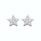 Boucles d’oreilles puces étoile pavée de zircons en argent 925, vue de face