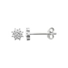 Boucles d’oreilles puces étoile de zircons à cœur carré en argent 925 rhodié