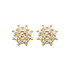 Boucles d’oreilles puces étoile de zircons à cœur carré en plaqué or