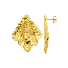 Boucles d’oreilles puces éventail froissé en acier PVD doré